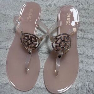 Women's Clear Sandals with Embellished Design